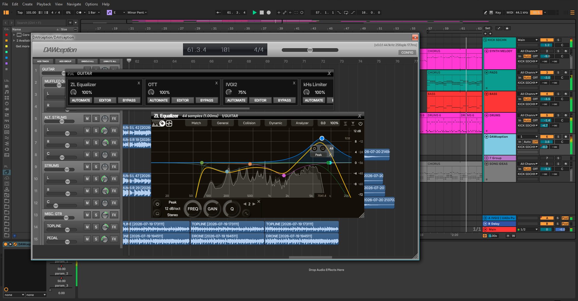 DAWception running inside Ableton Live Lite